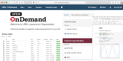 Open OnDemand is a web portal platform that provides convenient access to Lawrencium clusters and file systems with a minimal knowledge of Linux and scheduler commands. It supports researchers to view and edit files; upload and download files; submit and monitor jobs, and connect via SSH, all through a web browser. Users can launch interactive GUI applications on compute nodes within the platform, which can be challenging on a typical HPC cluster.
