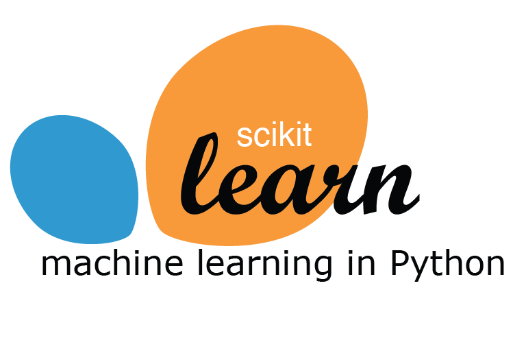 Scikit-learn logo and subtitle, machine learning in Python.