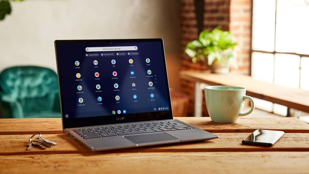 A Chromebook laptop set on top of a desk. (Source: Google)