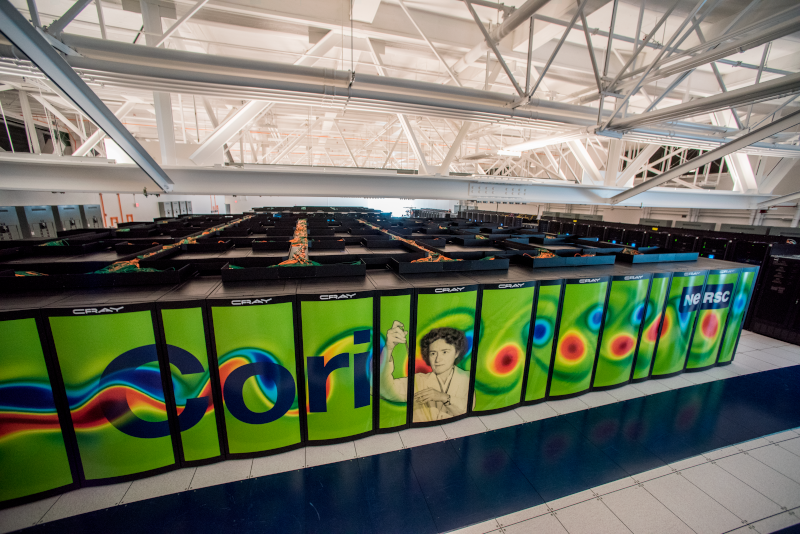 NERSC Cray Cori supercomputer at Wang Hall. (Credit: Marilyn Sargent/Berkeley Lab)
