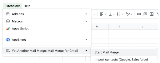 Sending a YAMM mail merge from Google Sheets.

