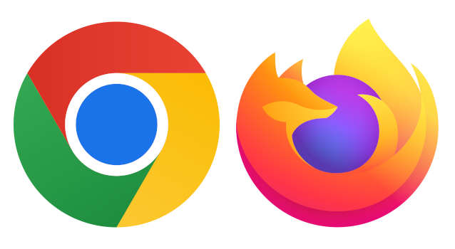 Chrome and Firefox browser logos.