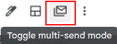Gmail multi-send mode envelope icon. Click to toggle multi-send mode on/off.