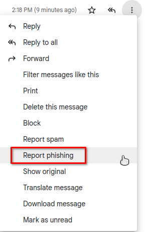 Report phishing in Gmail.