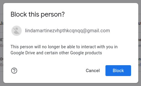 Block a person in Google Drive.