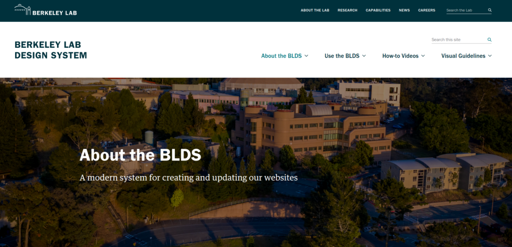 Preview of the Berkeley lab Design System website at blds.lbl.gov.