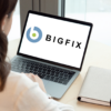 BigFix logo on a laptop.