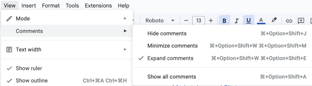 New comments views in Google Docs
